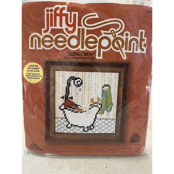 Needlepoint Kit Needle pointers Bubble Bath #5392 Sunset Designs Vtg 1975 - Picture 1 of 4